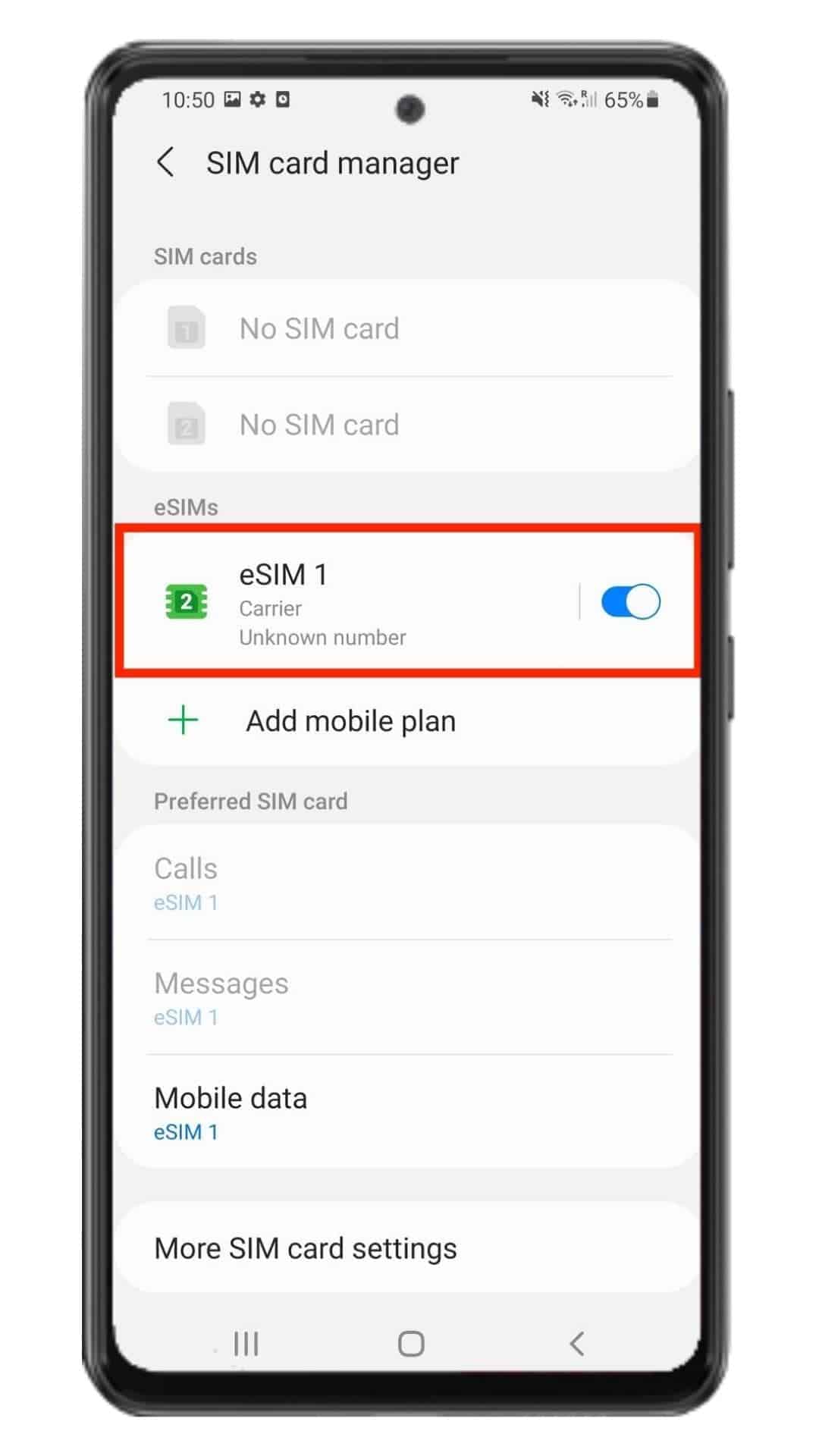 Step 6: Turn on eSIM to use