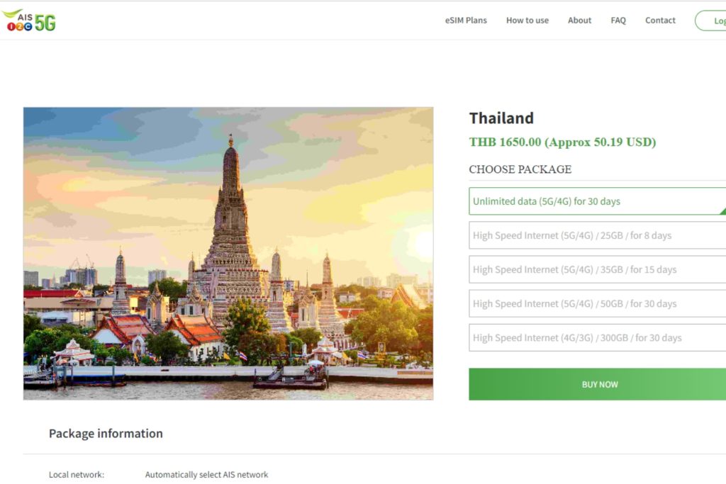 You can buy AIS eSIM on AIS online stores
