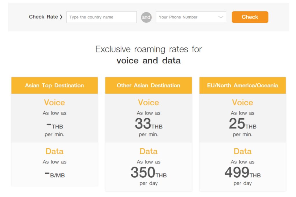 Truemove roaming fees