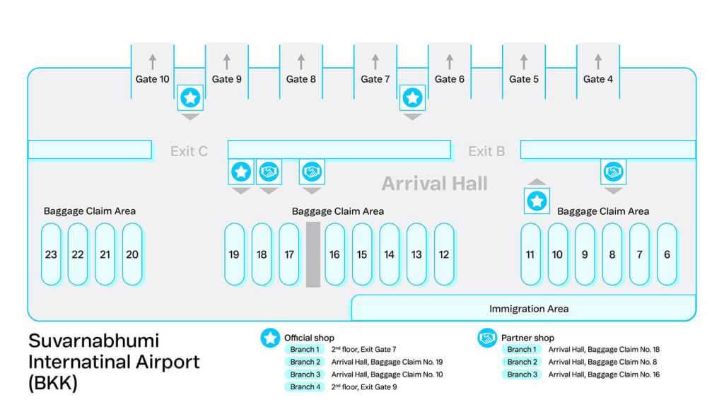DTAC store map at Suvarnabhumi airport BKK