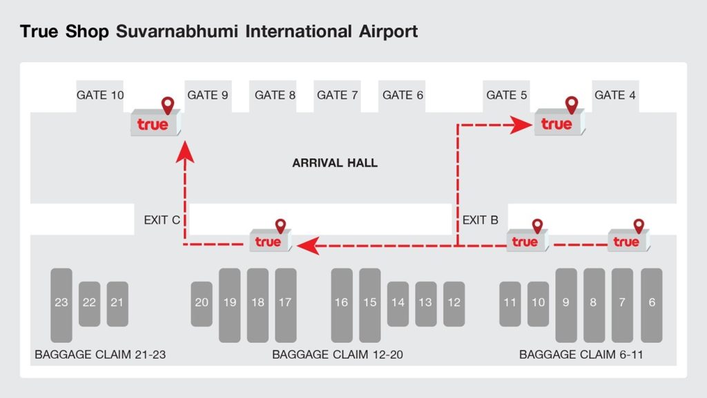 Location of Trueshop at BKK airport