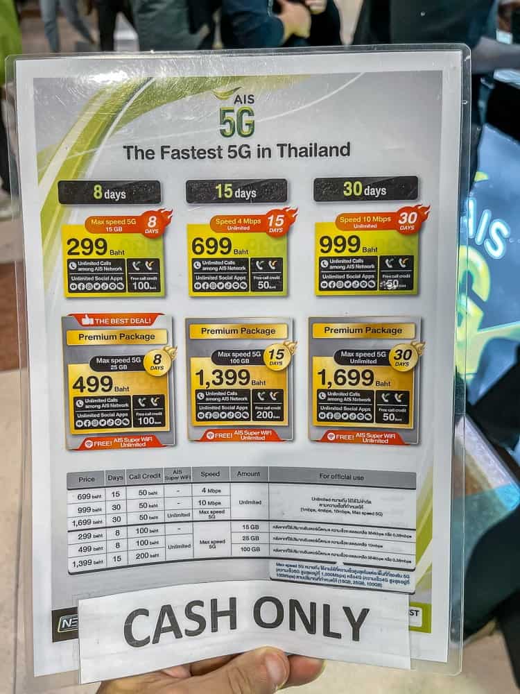 Currency exchange when buying SIM at BKK airport